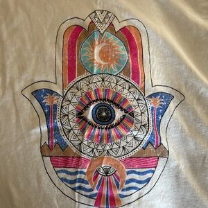 Spiritual Gangster White Tank Top with Colorful Hamsa Design